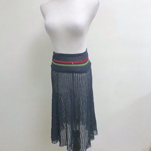 Roberta di Camerino Italy navy blue knit sheer pleated skirt 40 NWT